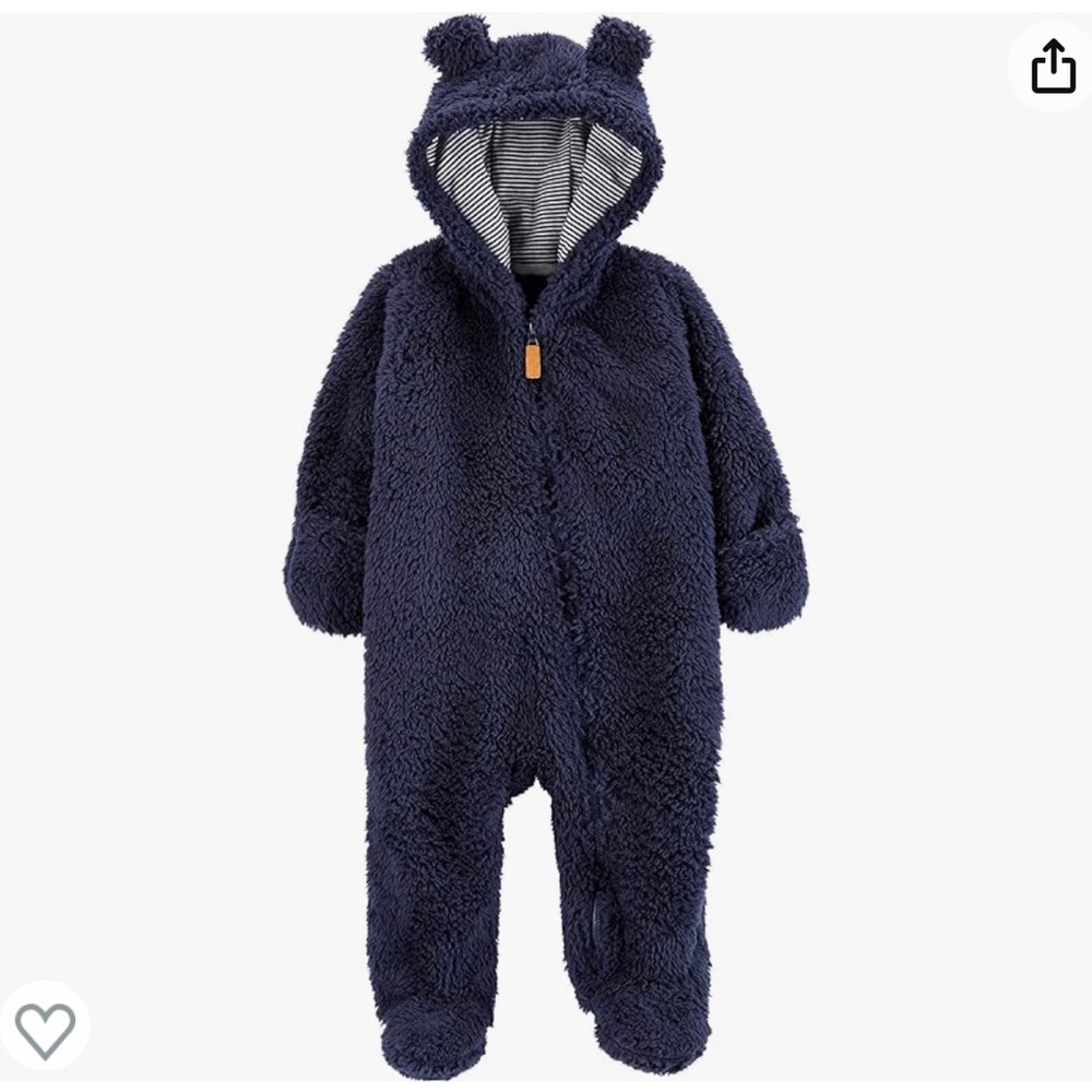 Carter’s Hooded Sherpa Pram Navy Blue Size 9 Months